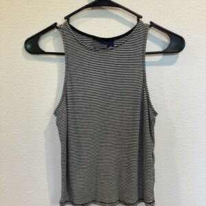 Aeropostale Black and White Striped Tank Top